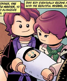 Misako with Garmadon and newly-born Lloyd.
