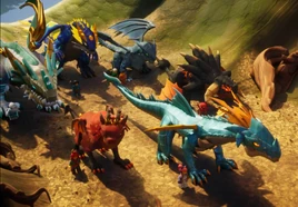 Group of various dragons