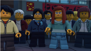 Multiple citizens of Ninjago at the BorgWatch opening at the Borg Store.