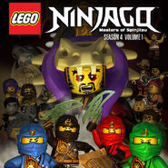 Cole with the other ninja and the Elemental Masters on a DVD cover for The Tournament of Elements.