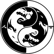 A Ying Yang symbol with Nya and Jay's symbols.