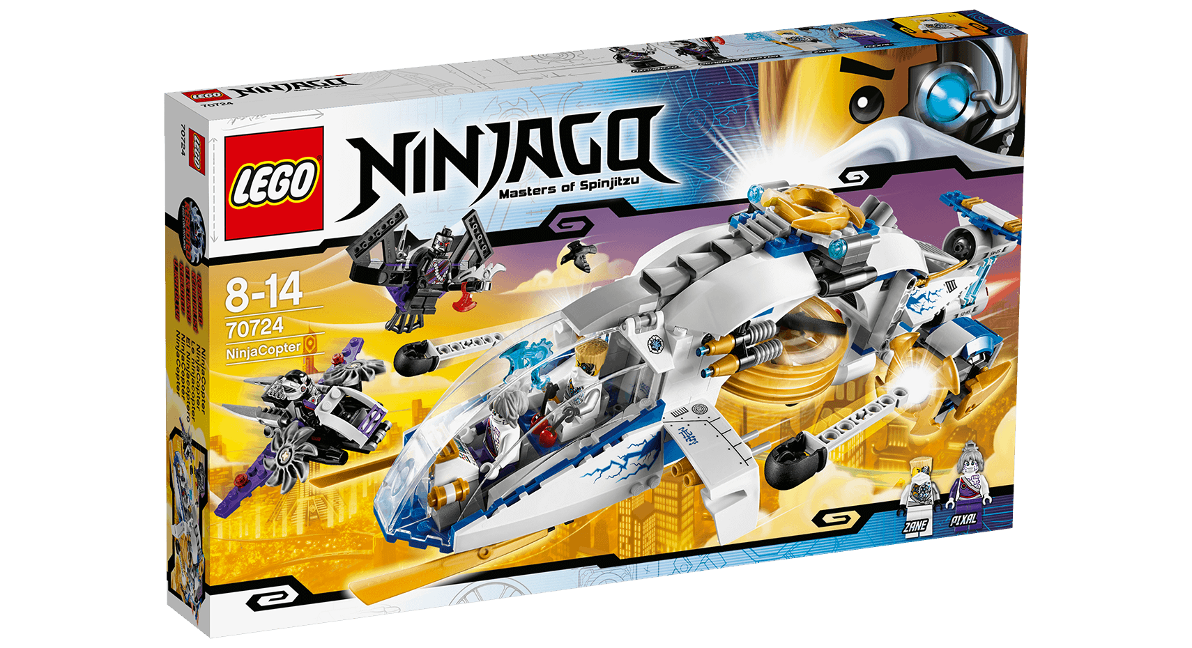 LEGO Ninjago: Zane minifigure - Rebooted (white Ninja) with  blue-transparent techno blade : : Toys & Games