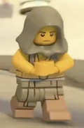 A Writer of Destiny wearing a gray hood