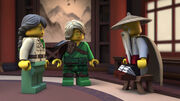 Wu informing Lloyd and Misako about his late-life crisis.
