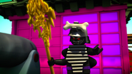 Garmadon brainstorming ideas on what to create with the Mega Weapon.