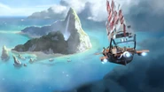 Animation error in "Dyer Island": part of the ship is transparent