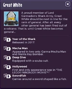 Great White's Trivia page in Lego Legacy: Heroes Unboxed