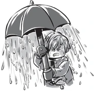 He opened the umbrella⁠—and a flood of water poured from the umbrella canopy and drenched him.