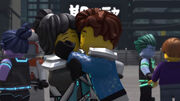 Jay and Nya happy to be together again.