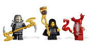 Kendo Cole with Mezmo's Golden Hypno Fang, Lloyd Garmadon with the Fangpyre Staff, and Fangdam with a Red Viper