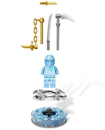 Spinner, crown, character, and weapons included in the set