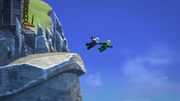 Lloyd drags Harumi off the Crystal Temple, pummelling down into Primeval's Eye
