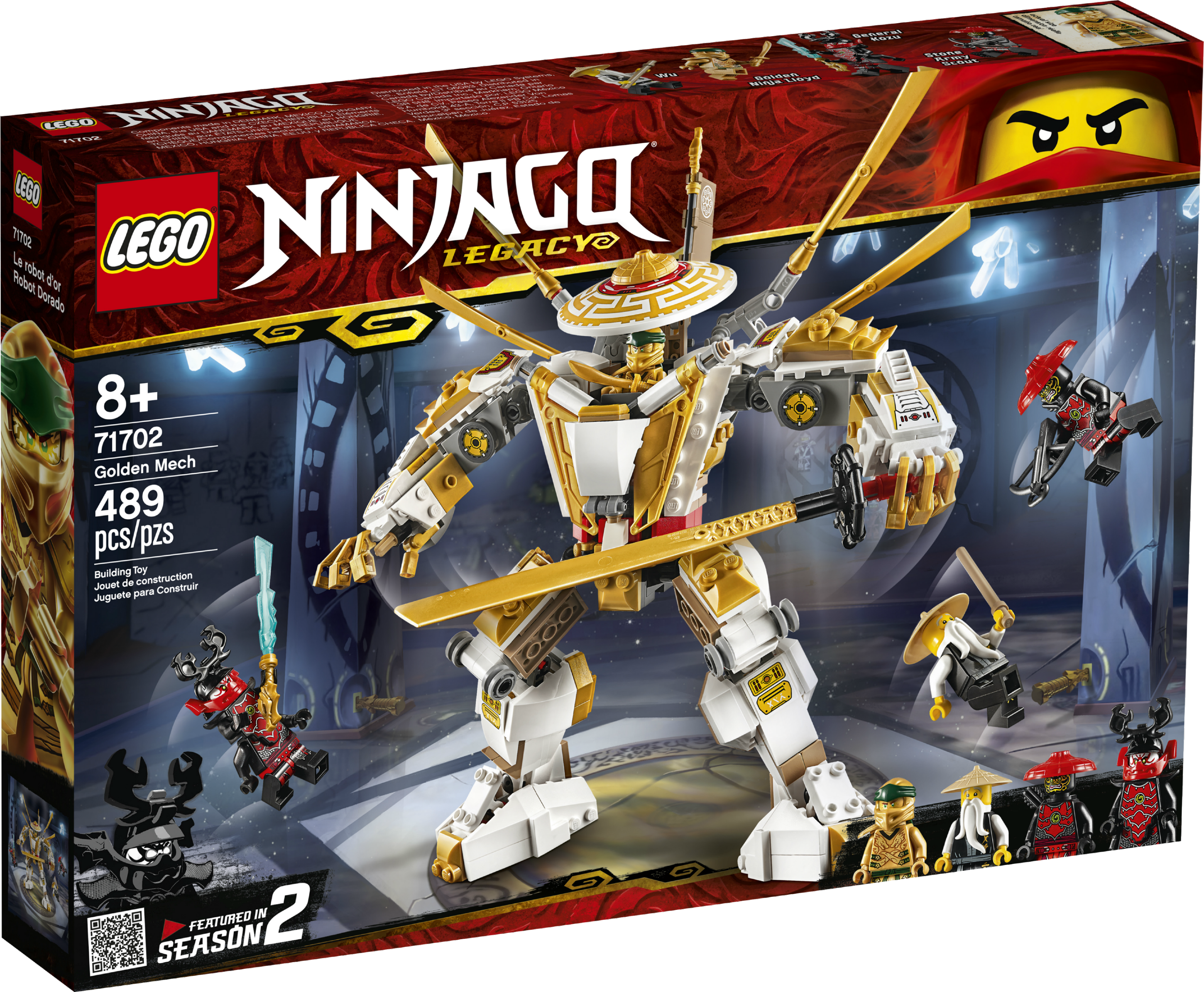 LEGO Ninjago Jay Rebooted minifigure with two golden swords and techno  blade.