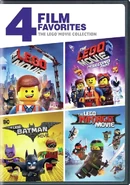 "4 Film Favorites: The LEGO Movie Collection" DVD bundle containing The LEGO Ninjago Movie, The LEGO Movie, and The LEGO Batman Movie