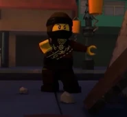 Wearing a Brown Ninja mask