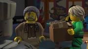 Holding his mother's items