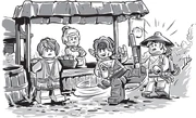 Wu and Garmadon with Obachan and Hana