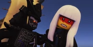 Garmadon demands Harumi tells him where the Reisistance's hideout is