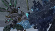 Lloyd fighting the Ice Behemoth.