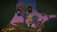 The ninja using their hoods as parachutes in "Island of Darkness".