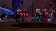 The three ninja helping the Dragonian Hunting Party out of the pit.