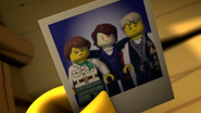 A photo of young Misako, Garmadon, and Wu