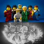 Comparison of the Legacy of the Green Ninja intro group shot and Kai's illusion of the Ninja