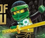 Spinjitzu Masters Lloyd on the cover of The Book of Spinjitzu, with a different mask shape.