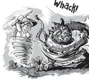 Wu fighting the monster using Spinjitzu