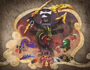 The Scythe of Quakes in Lord Garmadon's possession in the Rise of the Snakes Monastery Mural