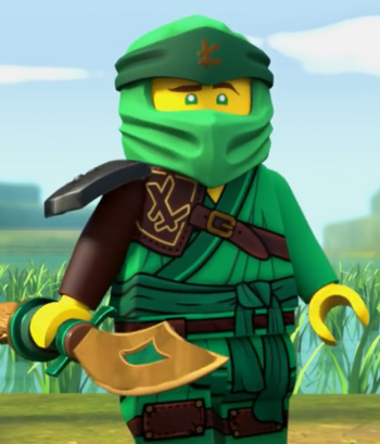 Lego Techno Blade with Handle GOLD Ninjago Staff Weapon Light Blue