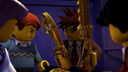 Lego Techno Blade with Handle GOLD Ninjago Staff Weapon Light Blue