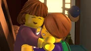 Hugging her son