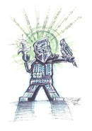 On Zane's arm in a drawing by Tommy Andreasen