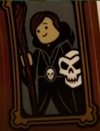 A sticker of Markus Rollbühler with a staff and a skull.