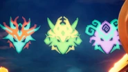 Three deceased Arc Dragons depicted by the Source Dragon of Motion