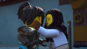 Maya embracing Nya on her arrival to the .