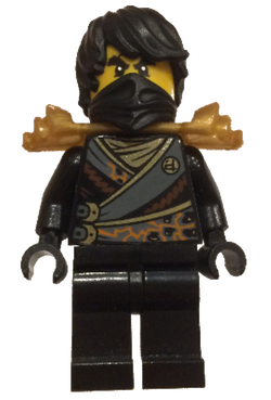 LEGO Ninjago Jay Rebooted minifigure with two golden swords and techno  blade.