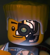 Techno (no gloves, circuitry exposed, damaged face)