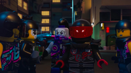 Mr. E, Ultra Violet and other Sons of Garmadon. Mr. E and Ultra Violet prepare to enter the bar.