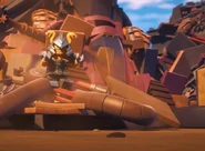 Scrapped tanks in piles of junk.