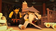 Wu with  studying the scroll in the library