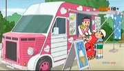 Kenichi and Shinzo get treats from an ice-cream van
