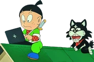Kemumaki and Kagechiyo both used a computer (4th deleted scene in S4EP7)