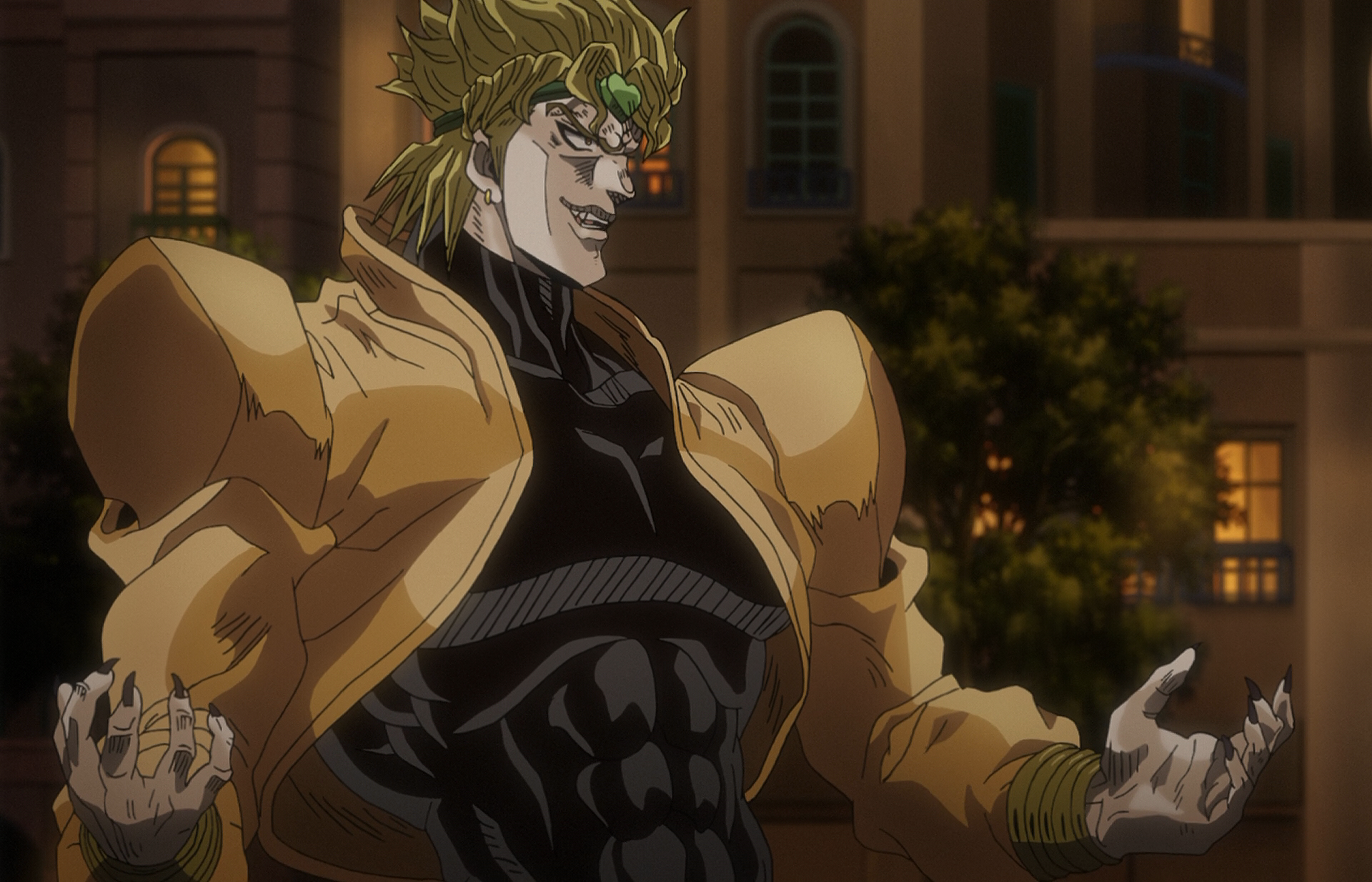 Jojo Dio Brando With A Mask Wearing Man On Back With Back Of Yellow And  Grean Heart Anime, HD wallpaper