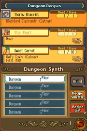 Screenshot (NDS) from the Moya Tower floor synthesis screen