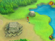 Screenshot from the NDS game showing a building on the world map
