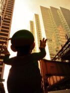 Nintendo tweeted this photo along with a message on Aug. 12 "Mama mia, the Chicago buildings are tall! Now I know how Mario must feel. (It's funny because he's shorter than me.) pic.twitter.com/8TXMIal7FW"