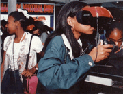 A woman playing the Virtual Boy at .