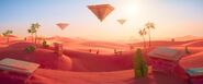 Mario, Peach and Toad exploring Tostarena in The Super Mario Bros. Movie.